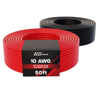 GS Power 10 Gauge Wire Automotive - 100ft CCA Primary 2 Spools - size: 10 Gauge-50 ft-Non-Bonded