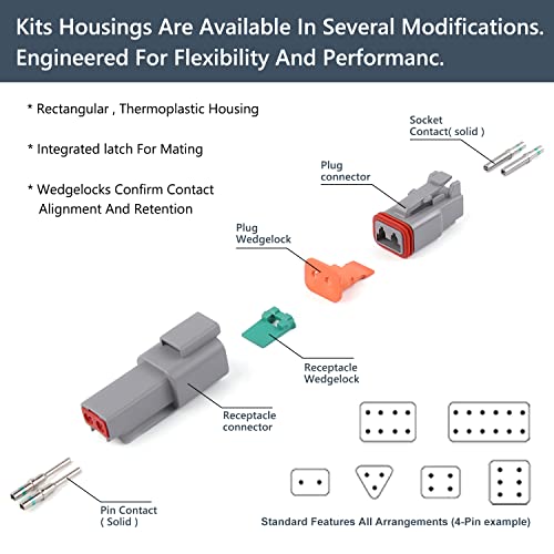 Newdeli 636PCS Deutsch Connector Kit 2 3 4 6 8 12 Pin DT Connectors with Deutsch Crimp Tool(14-20AWG) and Pin Removal Tool Size 16 Solid Contacts Waterproof Automotive Electrical Wire Connectors - size: DT Connector 636 Pcs Multi-Pin Kit