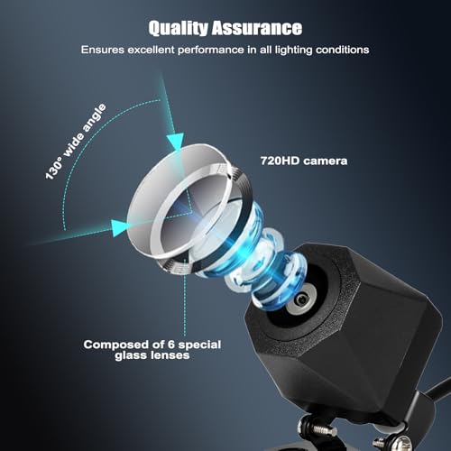 Camecho Backup Camera IP68 Waterproof Car Rear View Camera Wide Angle Rearview Reversing Clear Night Vision AHD Image for Car Vehicle Trailer SUV RV