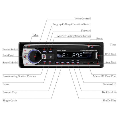 Single Din Bluetooth Car Stereo with LCD Display | Built-in Microphone FM USB/Aux/SD Input Receiver | Hands-Free Calling Wireless Remote Control MP3 Radio Player