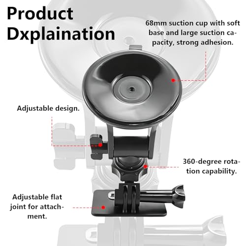 Car Rear Camera Holder, Suction Cup Rear Dash Cam Mount, Vehicle Windshield Window Mount Bracket for Backup Camera, Rearview Recorder and Auto Cameras, Universal for Cars, Trucks, SUVs