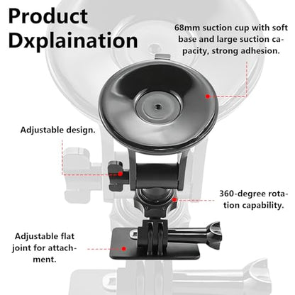 Car Rear Camera Holder, Suction Cup Rear Dash Cam Mount, Vehicle Windshield Window Mount Bracket for Backup Camera, Rearview Recorder and Auto Cameras, Universal for Cars, Trucks, SUVs