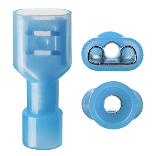 500 Pcs XHF Blue Nylon Female Spade Connectors 16-14 AWG Quick Disconnect Wire Terminals Insulated Wire Crimp Connectors (Pack of 2) - size: Female Blue 500PCS (Pack of 2)