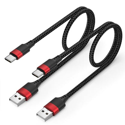 2 ft USB C Cable 2 Pack, USB to USB C Cable 2ft, Braided 2 Foot USBC Cable Fast Charging Cord Compatible with iPhone 17 16 15 Pro Max, Samsung Galaxy S25 S24 S23, Google Pxiel 10 9 - size: 2 FT