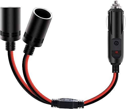 Nilight 1 to 2 Car Cigarette Lighter Splitter 1 Male 2 Female Plug Socket - color: 1 to 2 Cigarette Lighter Splitter