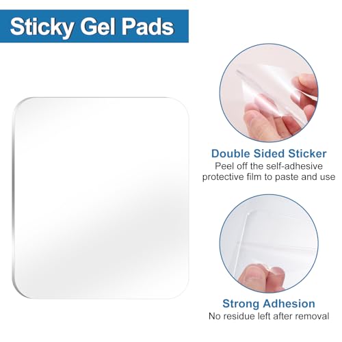 HARFINGTON 5pcs Sticky Gel Pads Double Sided Adhesive Pads Traceless Gel Mounting Pads Removable Washable Anti-Slip Gripping Pads for Car Home Office DIY Craft, Transparent