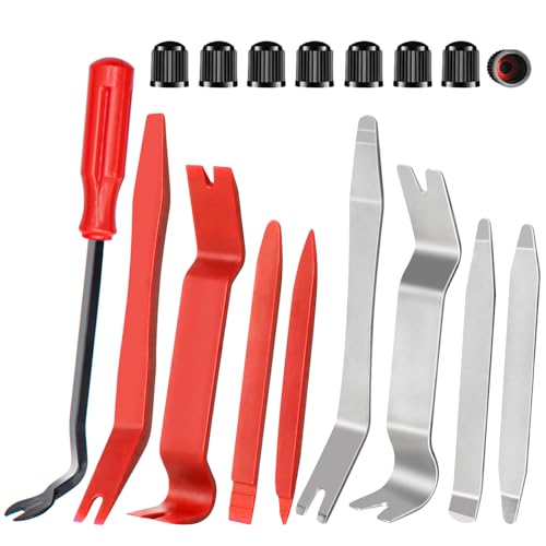 Auto Trim Removal Tool Kit, 17 Pcs Auto Car Trim Tool Set Plastic Pry Tool Kit for Car, Clip, Audio, Dashboards, Door Panel Window Molding Fastener Remover Tool Kit - color: Red