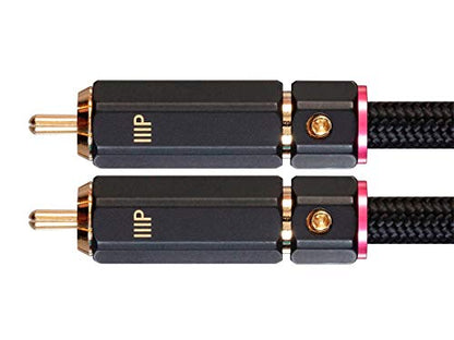 Monoprice Male RCA Two Channel Stereo Audio Cable - Gold Plated Connectors, Double Shielded, 15 Feet, Black - Onix Series - size: 15 Feet, style: 2x RCA to 2x RCA