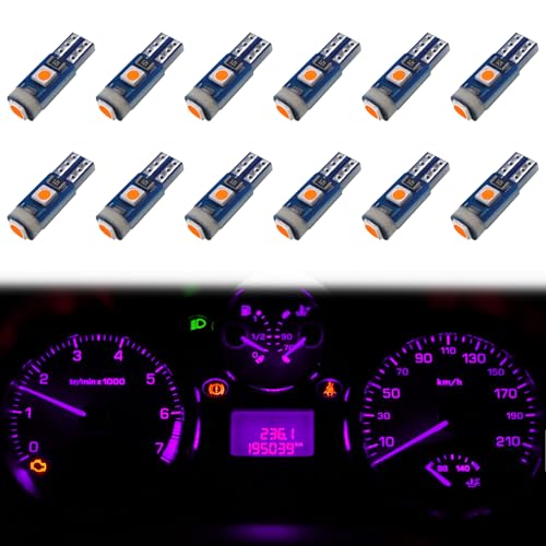 ecocstm 12 PCS T5 LED Bulbs, 74 73 37 2721 Instrument Cluster Light Bulb - color: Pinkish Purple