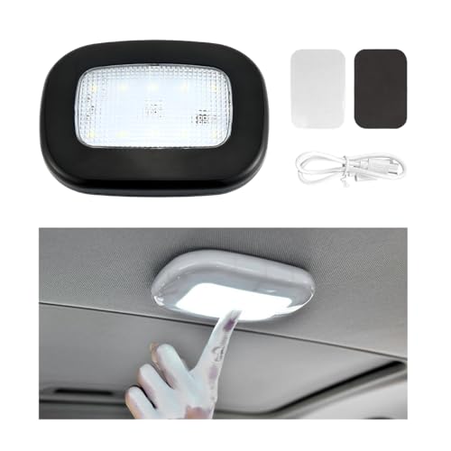 povtii Magnetic Dome Light, Energy-Saving USB Rechargeable Automotive Interior Ceiling Light, Universal Interior Roof Lights with 10 LEDs for Car Boat Truck, Car Accessories (Black) - color: Black