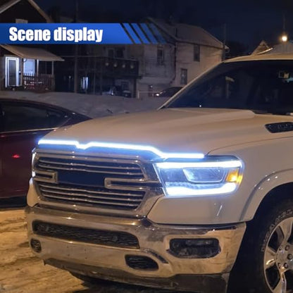 71 Inch Exterior Car LED Hood Light Strip, Ice Blue - color: Ice Blue