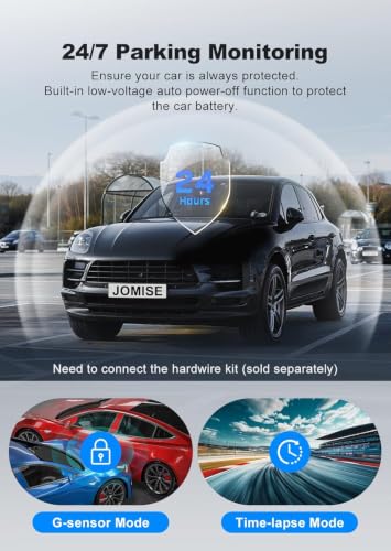 JOMISE 4K Dash Cam Front and Rear, 360° Interior Rear Camera for Cabin, Side & Rear - Dash Camera for Cars with 64GB Card, Low-Light Sensor, Wi-Fi 6 GPS, Touch Screen, HDR WDR, Support 1TB, A80T