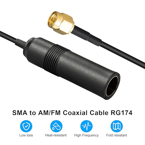 SMA Male to AM/FM Female RG174 Cable 12inch SMA to AM FM Coaxial Pigtail Jumper for GPS modules, Wi-Fi routers, or SDR dongles - size: SMA Male to AM/FM Female