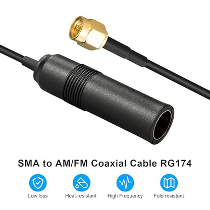 SMA Male to AM/FM Female RG174 Cable 12inch SMA to AM FM Coaxial Pigtail Jumper for GPS modules, Wi-Fi routers, or SDR dongles - size: SMA Male to AM/FM Female