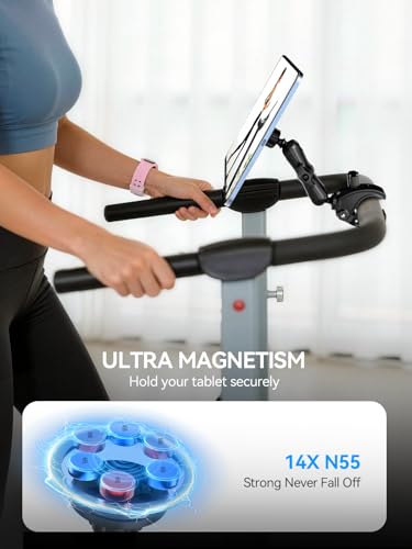 OHLPRO Magnetic Tablet Holder for Mic Stand,360° Adjustable Microphone Music Stand Phone Holder Mount,Tablet Mount Clamp for Peloton Bike,Treadmill, Stroller, Cabinet, Fits MagSafe, All Tablets,Phones - size: Magnetic for 4.7-15.6"