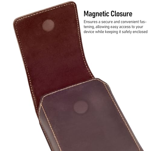 ykooe Leather Phone Holster for iPhone 17 16 15 14 13 12 Galaxy S25 S24 S23 - color: Dark Brown, size: L