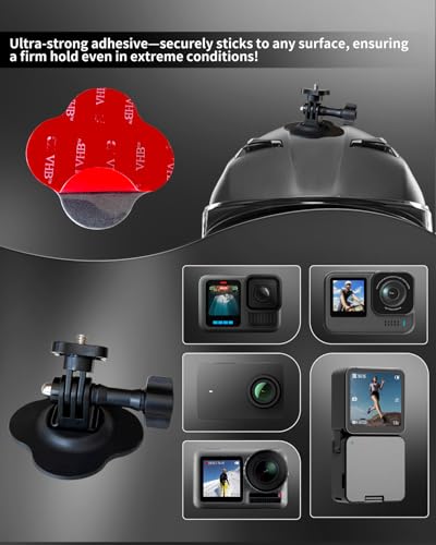 Universal Action Camera Mount Helmet Camera Mounts Adhesive Base for Insta360, Helmet Mount for Gopro, Surfboard Motorcycle Vlogging Accessories (1)