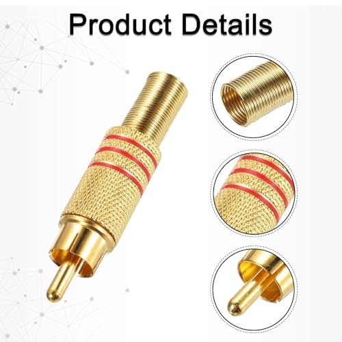 MECCANIXITY RCA to Speaker Wire Connector, 270RCA Solderless Male Gold Plated Stereo Audio Connector Adapter Jack Plug RCA Converter Gold Panel Mount 4pcs