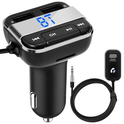 Pyle Cigarette Lighter Bluetooth FM Transmitter - Universal Wireless Car Bluetooth Adapter, Music Audio Stereo Radio Receiver w/Mic, Handsfree Calling, Siri/Google Asst, USB, SD Card Slot - PBT91.5