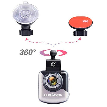 Dash Cam UltraDash C1 GPS + 64GB High Endurance Micro SD Card Bundle - Magnetic Charging Mount, HDR High-end Night Image Sensor, F1.8 140 Degree Wide Angle Lens, G-Sensor, 2" LCD, Super Capacitor - style: 64GB / UltraDash C1 w/ GPS Logger