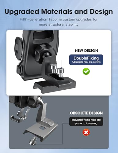 Upgraded Tacoma Phone Mount for Toyota Tacoma 2016-2023, 3rd Gen Dashboard Clip Cell Phone Cradle, Adjustable Stand, Suitable for Most Smartphones - style: Clamp Mount