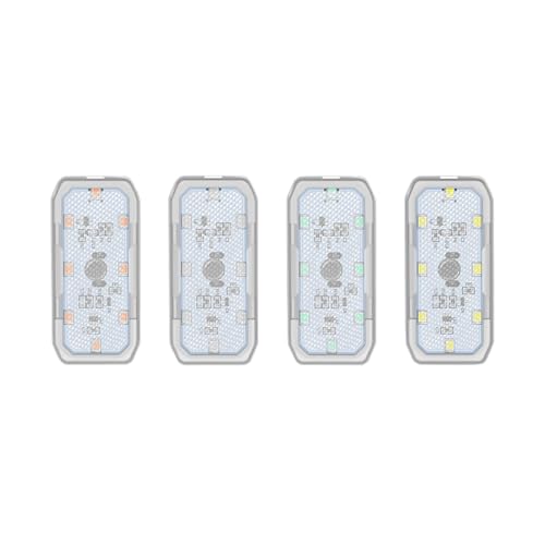 4PCS Wireless Car LED Lights, Magnetic Vehicle Ambient Light with 8 Bright LED Lamp Beads, Portable Automotive Interior Decorative Night Lamp, Universal for SUV RV Truck (White) - color: White