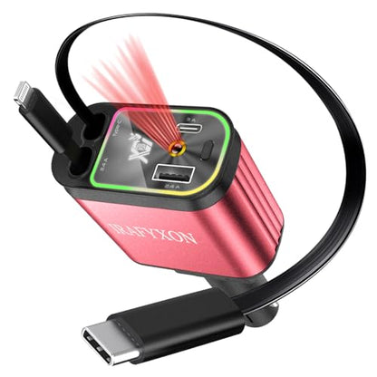 Retractable Car Charger with 31-Inch Cables 4 in 1 Fast Car Charger USB C Car Adapter with Starry Sky Light for iPhone 17 16 15 14 Car Accessories Gifts for Men Women Drivers (RED) - color: RED