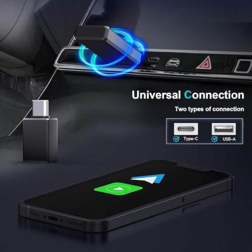Wireless CarPlay Adapter, 2-in-1 Android Auto Mini USB Car Dongle Black
