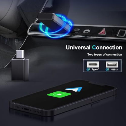 Wireless CarPlay Adapter, 2-in-1 Android Auto Mini USB Car Dongle Black