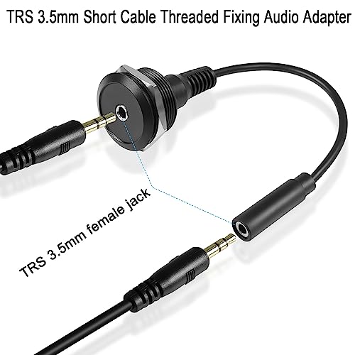 QIANRENON TRS 3.5mm Short Cable Threaded Fixing Audio Adapter 3.5mm 1/8 TRS Female to Female Stereo Jack Panel Mount Round Connector Headphone Socket, for Audio Port Connection Extension - style: Female
