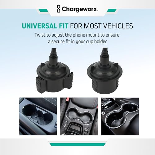 CHARGEWORX Magnetic Cupholder Phone Mount – Universal Car Cell Phone Holder with 360° Adjustable Gooseneck & Twist-Lock Base, Hands-Free Magnetic Mount for iPhone MagSafe & Android - size: No Size