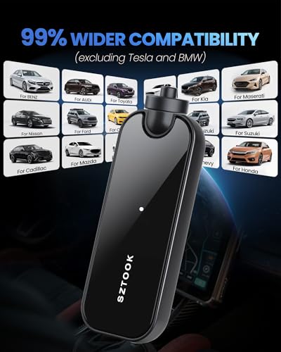 Wireless Carplay Adapter Upgraded Model adds Emergency Escape Window Breaker Function for Apple iPhone iOS 10+ & Cars from 2016+, Auto-Connect Stable Control & No Latency - size: M9