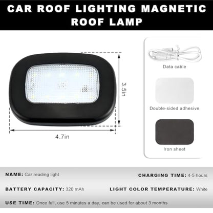 Car Interior Ceiling Roof Lights, Magnetic Dome Lamp 10 LEDs Ceiling Roof Map Reading Light, USB Rechargeable Wireless Interior Dome Lamp for Car RV Truck Trailer Camper (Black) - color: Black