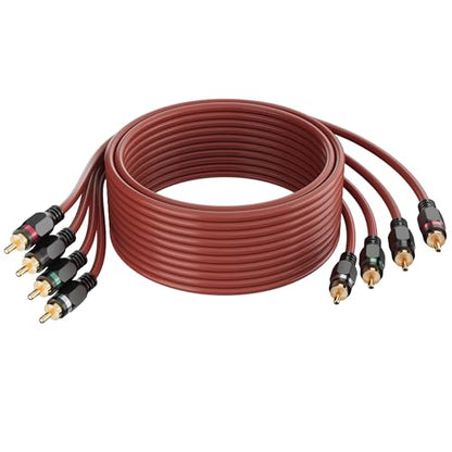 Adoreen 4-Channel RCA Audio Cable 20 Ft, Oxygen Free Copper Male to Male Twisted Pair RCA Interconnect Cable with Noise Reduction, Gold-Plated Series Car Stereo Power Sports & Marine Connector Cable - size: 20ft