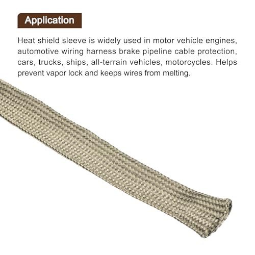 Generic Heat Shield Sleeve, 1/2" ID 3.3 Feet Heat Sleeve Automotive Wire Heat Shield Fuel Line Heat Shield Sleeve Heat Sleeve Heat Wrap 800 Degree for Wires, Titanium Color