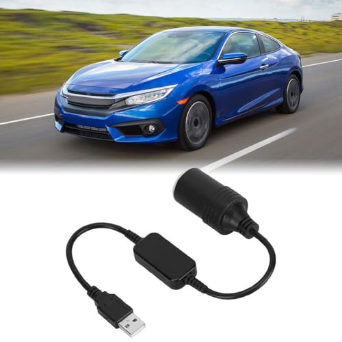 ZPSHYD USB to 12V Cigarette Lighter Adapter, 5V to 12V Step Up Converter Cable, 10W Max Female Car Socket Power Cord for Dash Cam, GPS, LED Strip, 30cm Black
