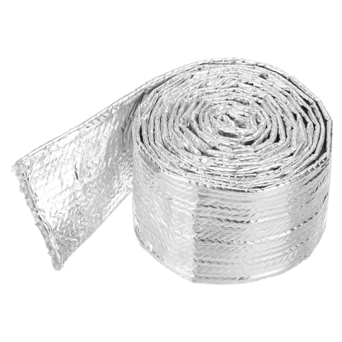 MECCANIXITY Heat Shroud Aluminized Sleeving 1 3/16" ID x 5.9FT Aluminum Metallic Fiberglass Heat Shroud for Fuel Lines Cables Electrical Wiring - size: 1 3/16" ID x 5.9FT