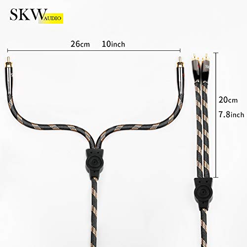SKW Audiophile 3.5mm to Dual RCA Y Cable 32ft/10m, 1/8" TRS to 2RCA Cable - size: 10 meters
