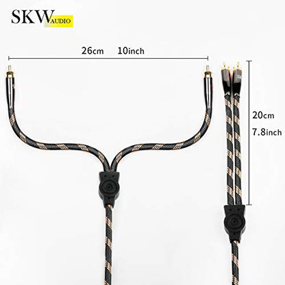 SKW Audiophile 3.5mm to Dual RCA Y Cable 32ft/10m, 1/8" TRS to 2RCA Cable - size: 10 meters