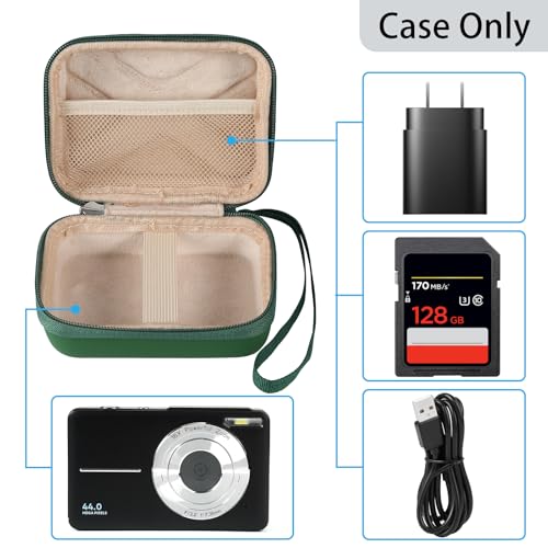 Digital Camera Case for AbergBest 21 Mega Pixels 2.7" LCD Rechargeable HD/Kodak Pixpro/Canon PowerShot ELPH 180/190/Sony DSCW800/DSCW830 Cameras, Travel Carrying Protective Case for Camera- Darkgreen - color: Green