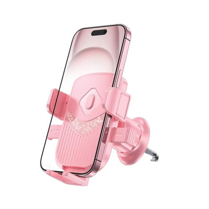 Car Phone Holder, Strong Suction Vehicle Windshield Air Vent Cellphone Mount Cradle, Adjustable Hands Free Automotive Smartphone Stand Accessories, Universal Fit (Pink) - color: Pink