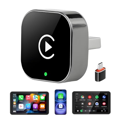 Wireless CarPlay Adapter 2026 Upgraded,CarPlay & Android Auto 2-in-1, Mini USB Design for Cars with Wired CarPlay,Fast Auto-Connect,Plug & Play,for Apple iOS 10+, Android 11+ Version
