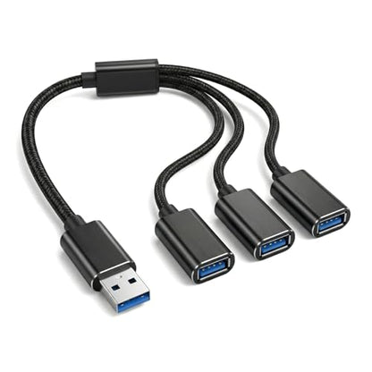 USB Splitter 1 in 3 Out, USB A Splitter Adapter, 2026 Upgraded USB 2.0 Male to 3 Female Y Extension Hub Cable for PC/Laptop/Xbox/Flash Drive/Mouse/Keyboard(Black)