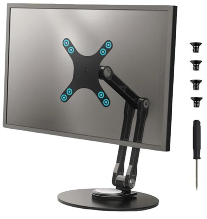 Portable VESA Monitor Stand for 15.6 Inch Monitors, Aluminum Portable Screen Mount for Desk with 360°Rotation Bases, Adjustable Secondary Travel Monitor Stand Compatible with 15.6/16/18.5 Inch - Black
