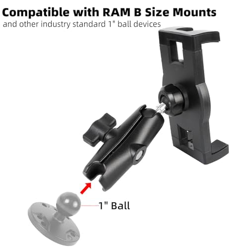 Tablet Holder with Medium Aluminum Arm for RAM Mounts, 1" Ball Clip Mount for 5-13" Tablets iPad Pro 12.9 Air Mini, Compatible with 1" B Size Truck Car Vehicle Mounts - size: Tablet Holder w 3.54" Arm