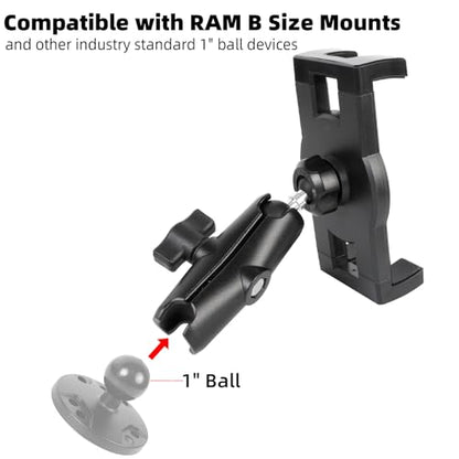 Tablet Holder with Medium Aluminum Arm for RAM Mounts, 1" Ball Clip Mount for 5-13" Tablets iPad Pro 12.9 Air Mini, Compatible with 1" B Size Truck Car Vehicle Mounts - size: Tablet Holder w 3.54" Arm