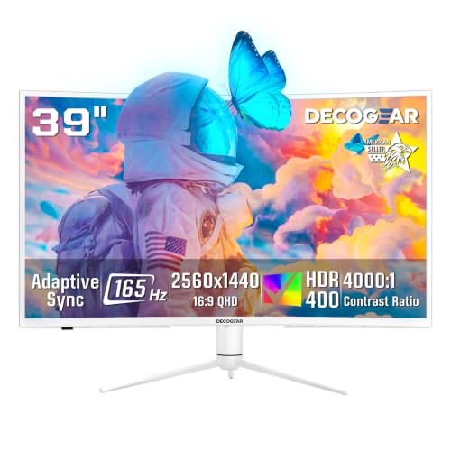 Deco Gear 39 Curved Ultrawide Gaming Monitor, 2560 x 1440, HDR400, 165 Hz, 99% sRGB, HDMI 2.0, DP 1.4 Limited White Edition - Exclusive - size: 39 Inch