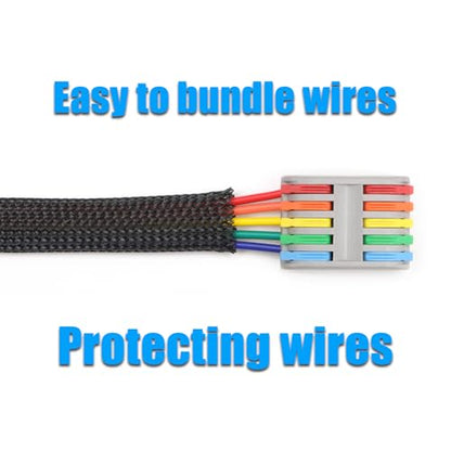 25ft PET Expandable Braided Cable Sleeve 1/2inch(12mm) Pet Braided Cable Sleeve for Audio Video Device Wire Automotive Wire (Black) - color: Black, size: 12mm"(1/2 inch)