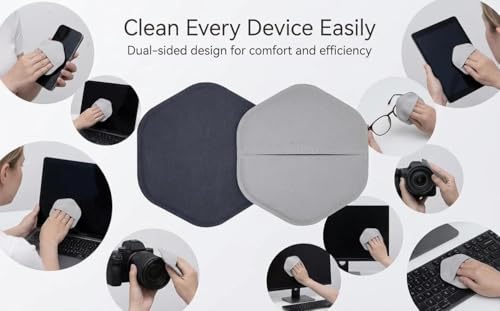 Multi-Purpose Screen Cleaner Ultra-Fine Microfiber Cleaning Mitt, Reusable Lint-Free Streak-Free Wipe for Electronic Screens, Car Dashboard, Leather Products, Compatible with Leather Cleaners (Grey) - color: Grey