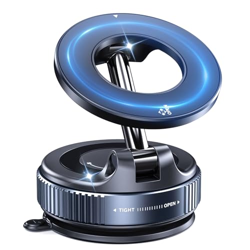 Vacuum Magnetic Car Phone Mount, 118LBS Nano Gel Suction Cup, 360° Adjustable, Compatible with Magsafe iPhone 12-17 Air Pro Max, Car Phone Holder for Dashboard Windshield Textured Surfaces - color: Dark Blue